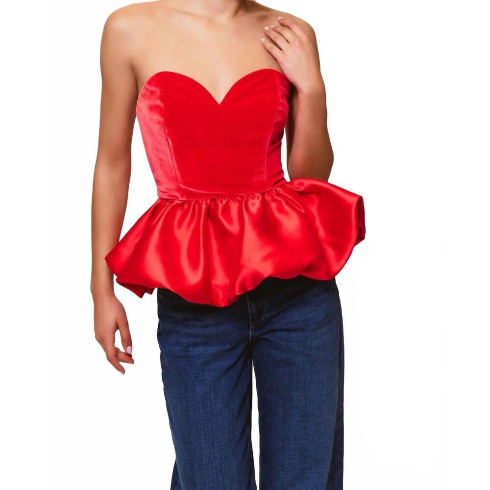 NEW HUTCH velvet castan top in red